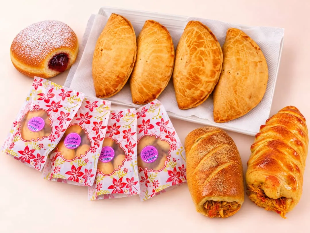 Shibah meat pies, sausage rolls, doughnut and cookies